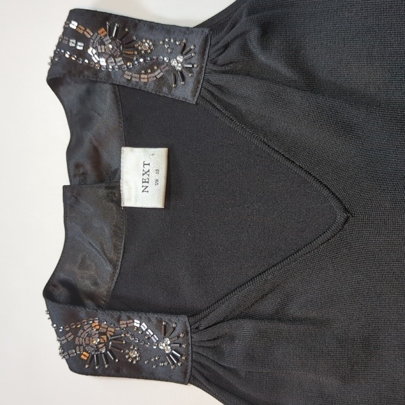 Classy black summer knit top size 10, all buttons seams and beads/sequins in VGC - Picture 8 of 15